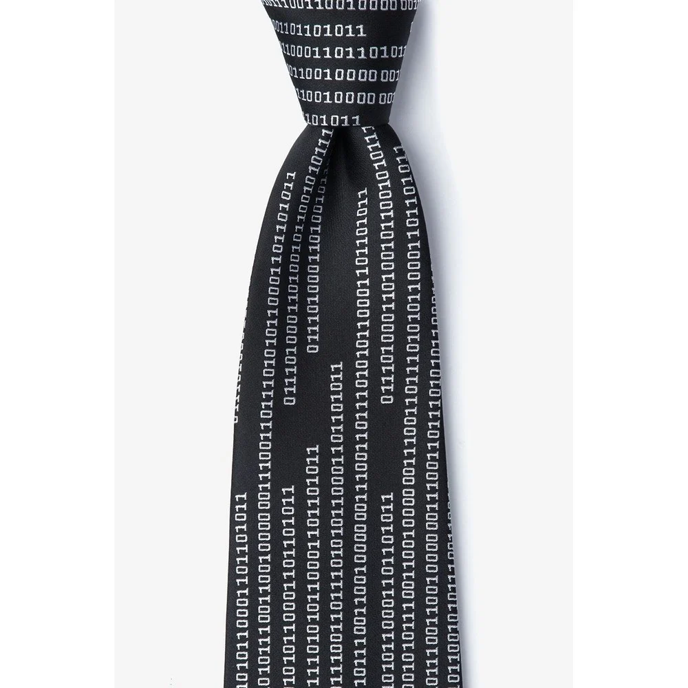Ties Suck Mens Black Microfiber Binary Code Computer Programmer Novelty Necktie